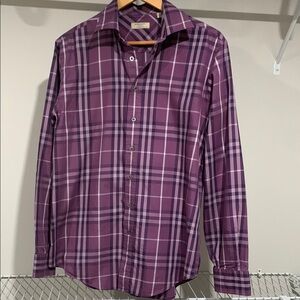 Burberry Purple Plaid Casual Shirt